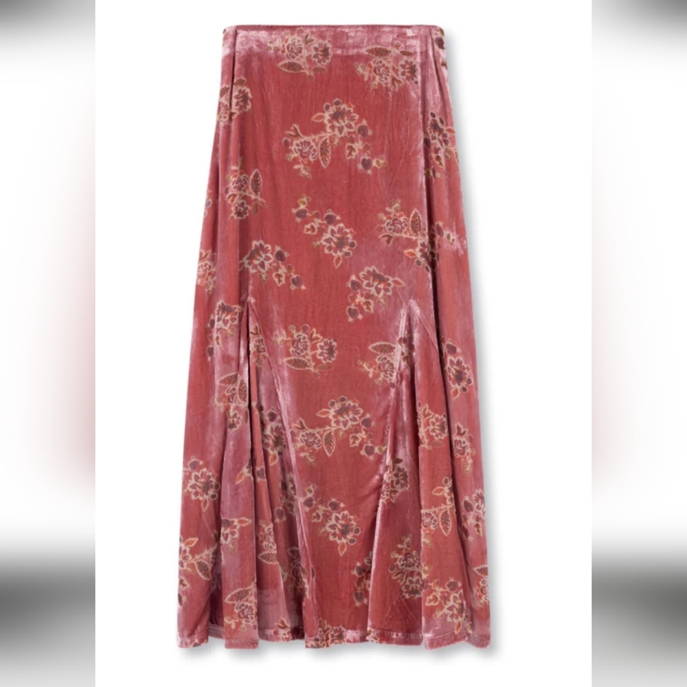 Floral Velvet Midi Skirt